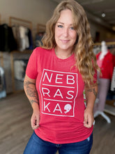 Load image into Gallery viewer, Red Nebraska Block Tee
