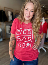 Load image into Gallery viewer, Red Nebraska Block Tee