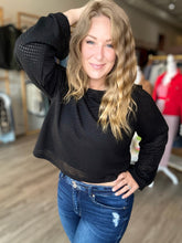 Load image into Gallery viewer, Black Boat Neck Bell Sleeve Top