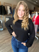 Load image into Gallery viewer, Black Boat Neck Bell Sleeve Top