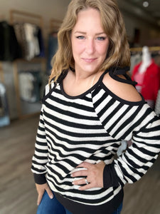 Black Cut Out Tie Long Sleeve Top