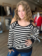 Load image into Gallery viewer, Black Cut Out Tie Long Sleeve Top