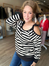 Load image into Gallery viewer, Black Cut Out Tie Long Sleeve Top