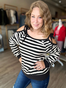 Black Cut Out Tie Long Sleeve Top