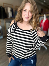 Load image into Gallery viewer, Black Cut Out Tie Long Sleeve Top