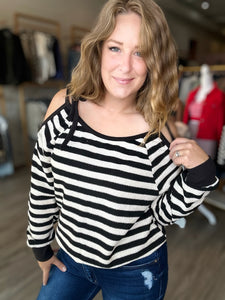 Black Cut Out Tie Long Sleeve Top