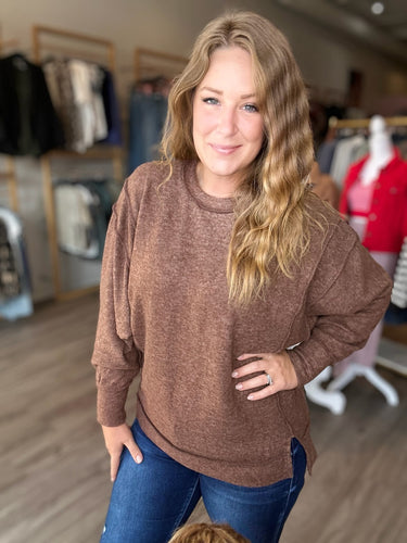 Brown Exposed Seam Sweater