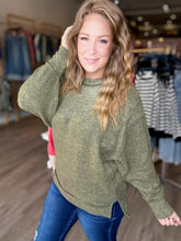 Load image into Gallery viewer, Olive Exposed Seam Sweater