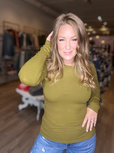 Camo Green Ribbed Long Sleeve