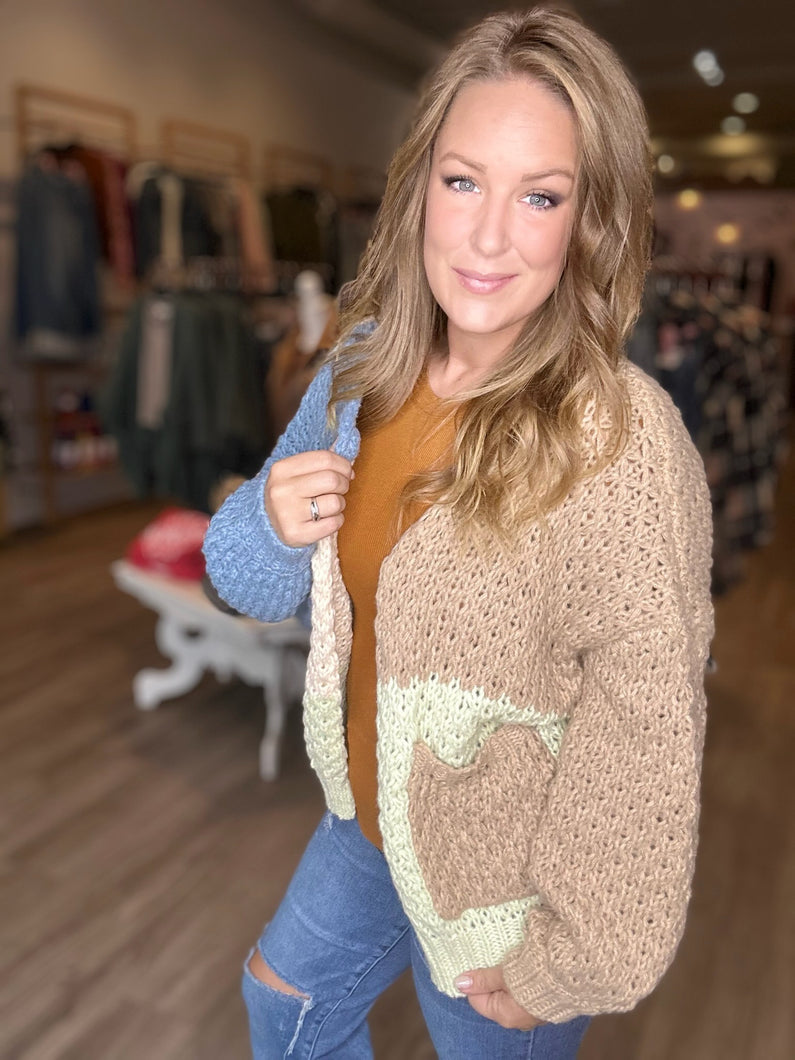 Mocha Colorblock Sweater Cardigan