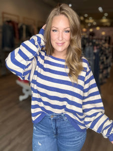 Blue Striped Sweater Top