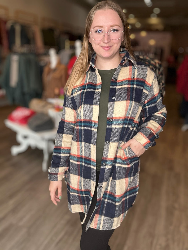 Navy Flannel Shirt Jacket