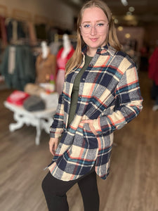 Navy Flannel Shirt Jacket