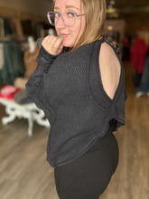 Load image into Gallery viewer, Black Open Back Long Sleeve Top