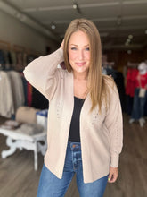 Load image into Gallery viewer, Beige Eyelet Sweater Cardigan