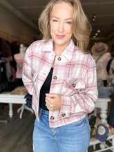 Load image into Gallery viewer, Mauve Plaid Button Down Waist Shacket