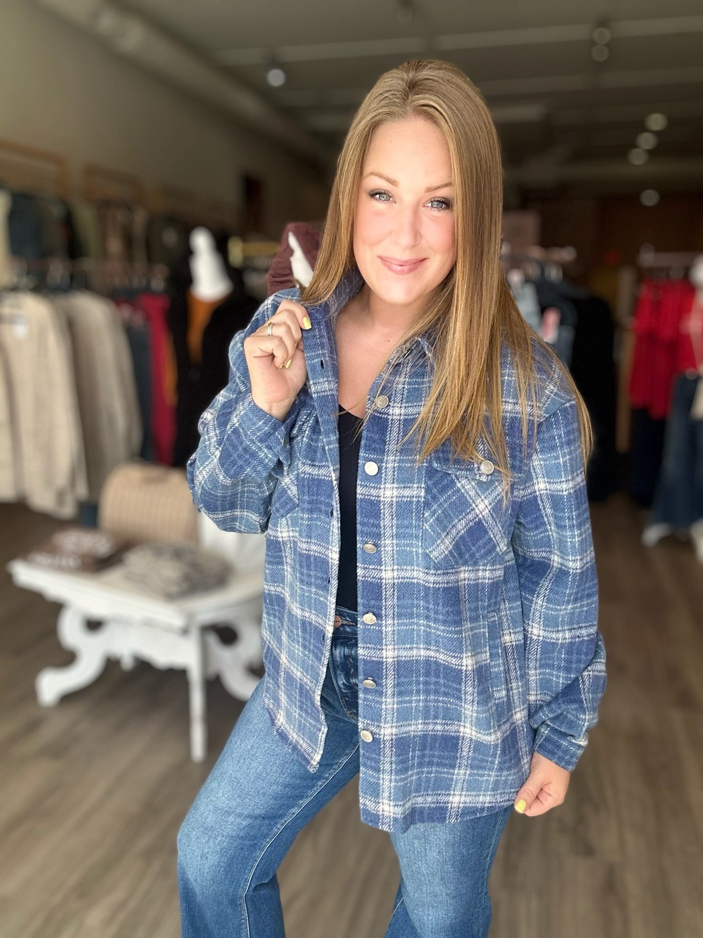Blue Flannel Shacket