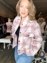 Load image into Gallery viewer, Mauve Plaid Button Down Waist Shacket