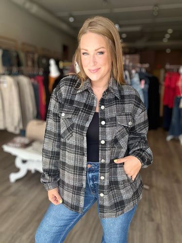 Black Flannel Shacket