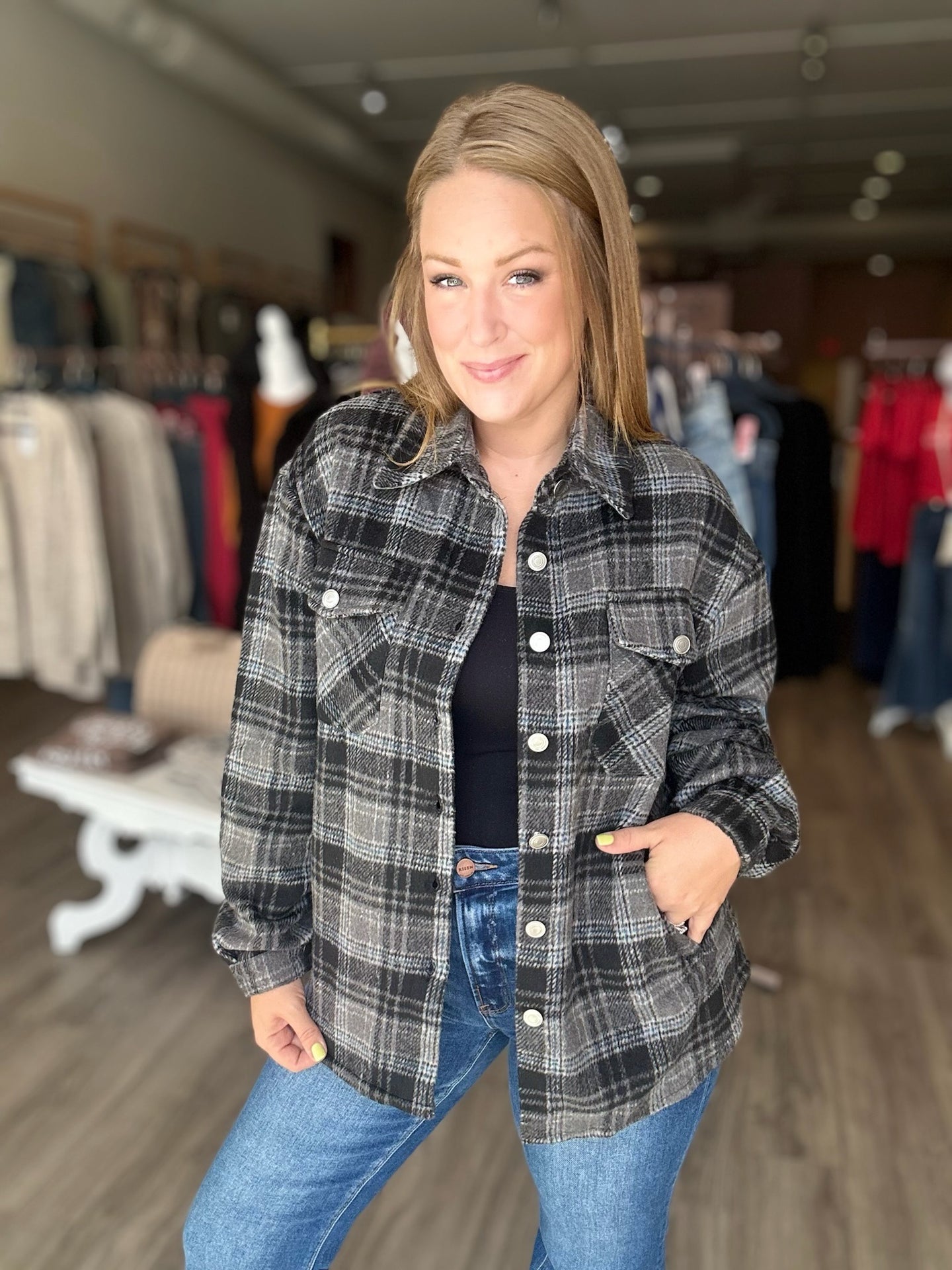 Black Flannel Shacket