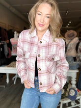 Load image into Gallery viewer, Mauve Plaid Button Down Waist Shacket