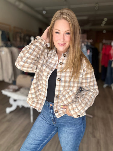 Camel Plaid Short Jacket