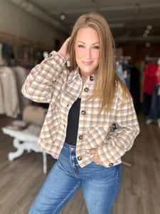 Camel Plaid Short Jacket
