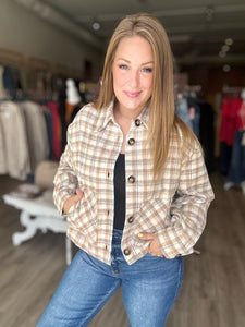 Camel Plaid Short Jacket