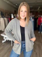Load image into Gallery viewer, Grey Eyelet Sweater Cardigan