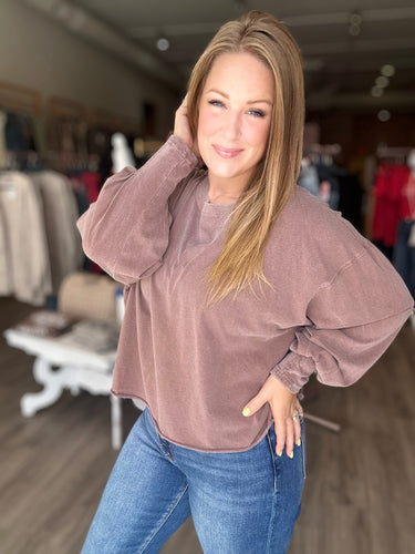 Chestnut Washed Long Sleeve Tee