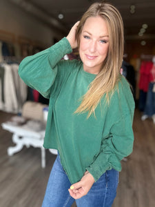 Green Washed Long Sleeve Tee