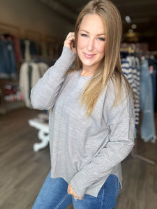 Grey Round Roll Neck Sweater