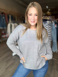 Grey Round Roll Neck Sweater