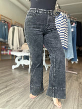 Load image into Gallery viewer, Black Mineral Washed Flare Pants