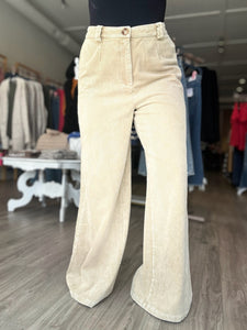 Taupe Washed Corduroy Trousers