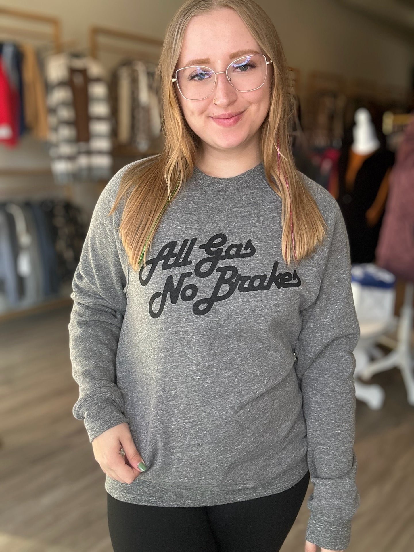 All Gas No Brakes Grey Crewneck