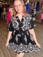 Load image into Gallery viewer, Black Boho Printed Dress