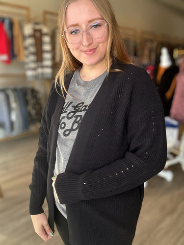 Black Eyelet Sweater Cardigan