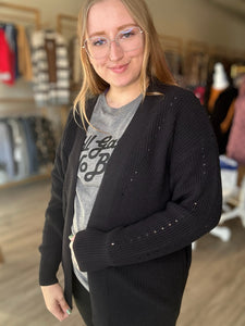 Black Eyelet Sweater Cardigan