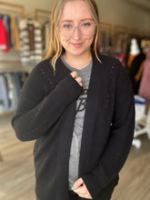 Load image into Gallery viewer, Black Eyelet Sweater Cardigan