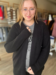 Black Eyelet Sweater Cardigan