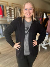 Load image into Gallery viewer, Black Eyelet Sweater Cardigan