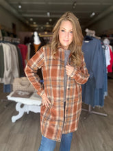 Load image into Gallery viewer, Rust Plaid Long Shacket