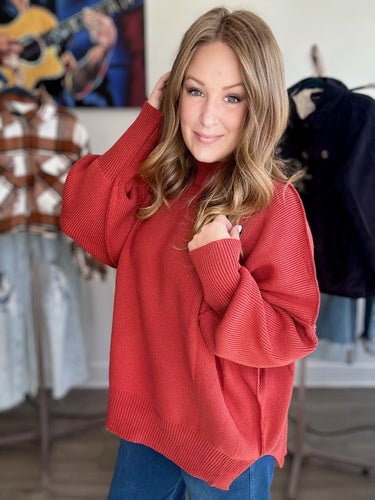 Rust Oversized Side Slit Sweater