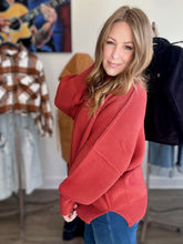 Load image into Gallery viewer, Rust Oversized Side Slit Sweater