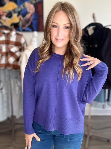 Indigo Round Roll Neck Sweater