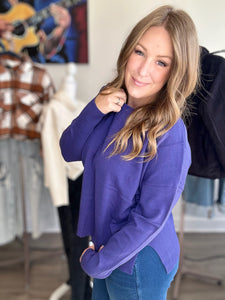 Indigo Round Roll Neck Sweater