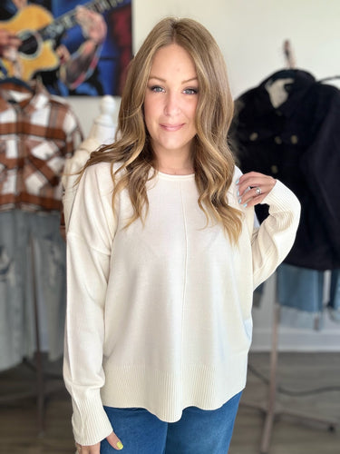 Cream Round Roll Neck Sweater