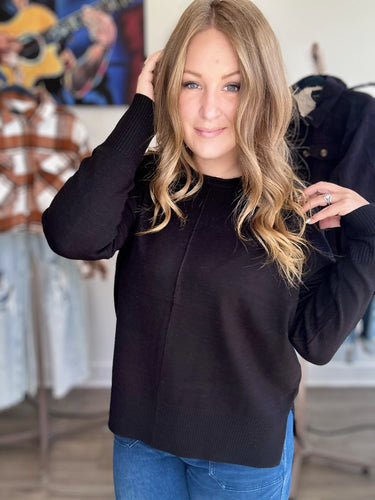 Black Round Roll Neck Sweater