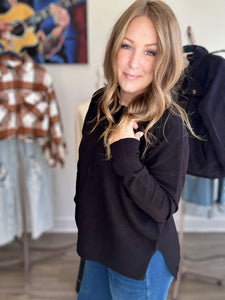 Black Round Roll Neck Sweater